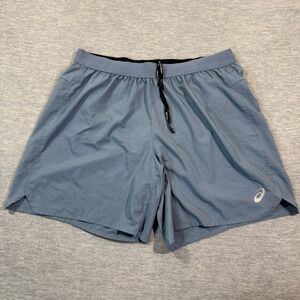 ASICS Activewear Shorts Women XL Blue Athletic Running Gym Pockets Liner Road 7"